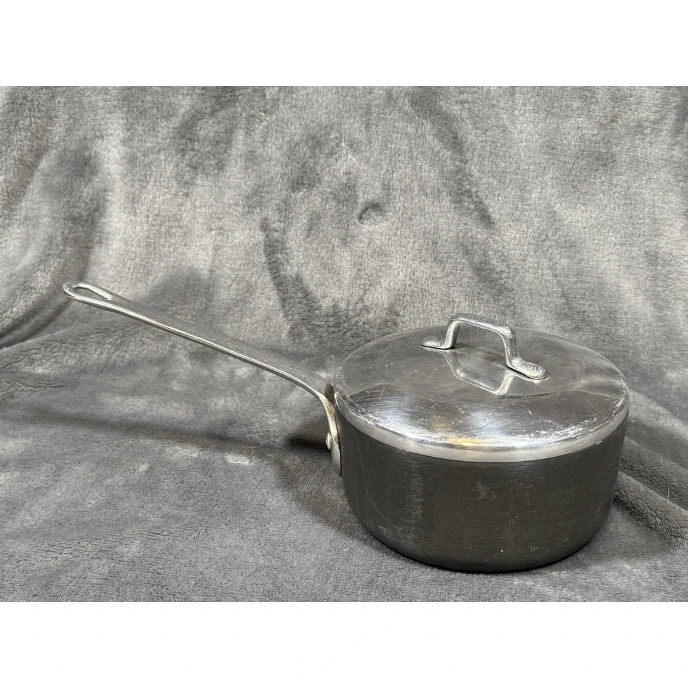 Aluminum Saucepan 6in Pan With Lid Silver Riveted Handle Gas Electric Kitchen